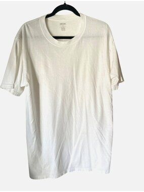 Kirkland Signature White T-Shirt L 100% Cotton Crew Neck Short Sleeve Casual Top